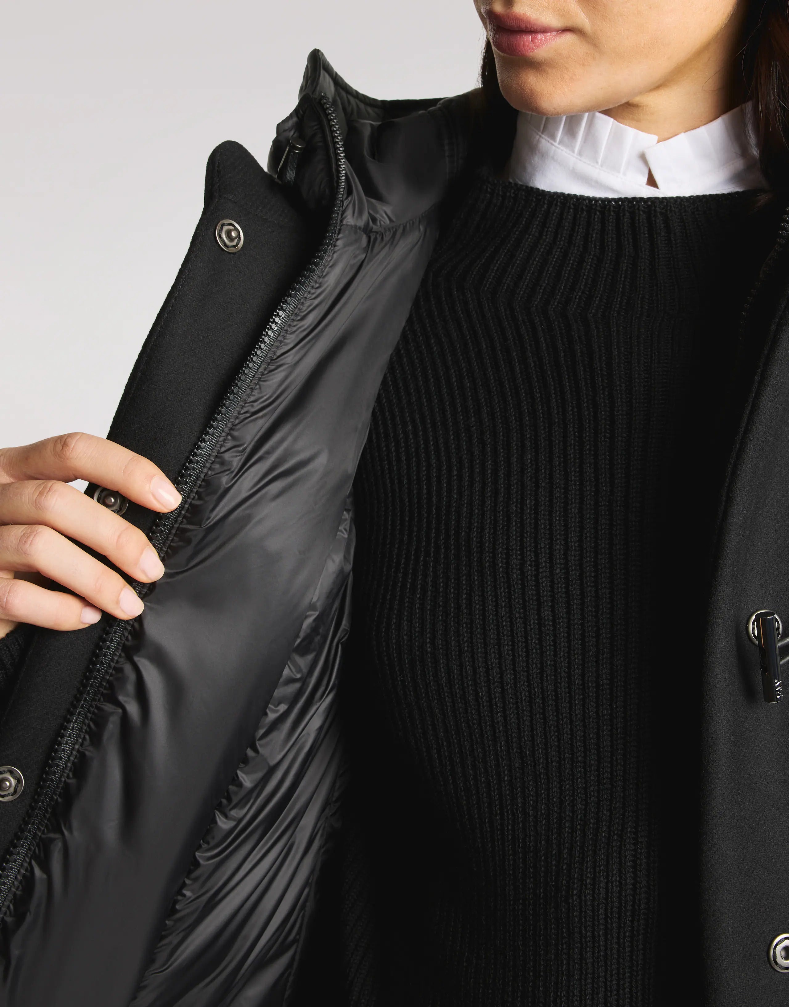Wrap Toggle Coat, Detachable Double-Breasted Front