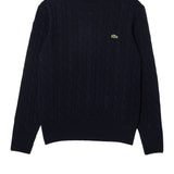 Maglione girocollo a trecce in lana cardata 