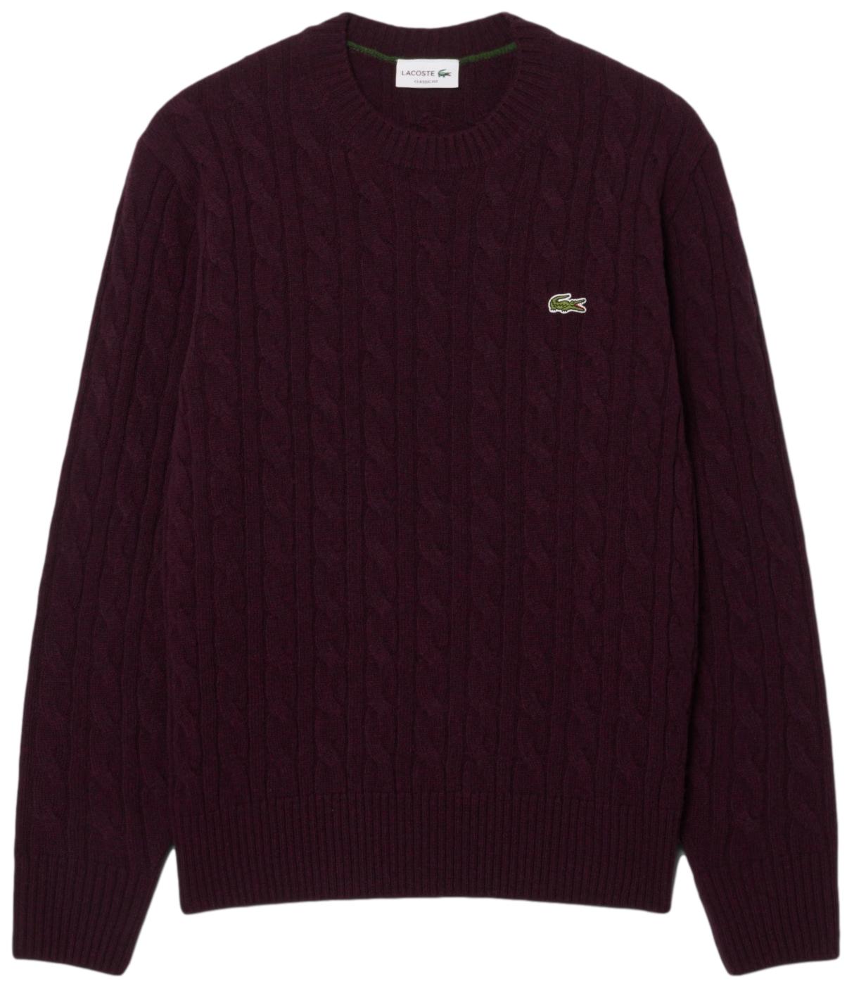 Carded wool cable-knit crew-neck sweater