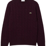 Carded wool cable-knit crew-neck sweater