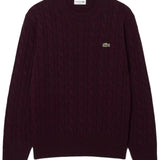 Carded wool cable-knit crew-neck sweater