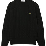 Carded wool cable-knit crew-neck sweater