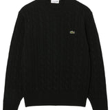 Carded wool cable-knit crew-neck sweater