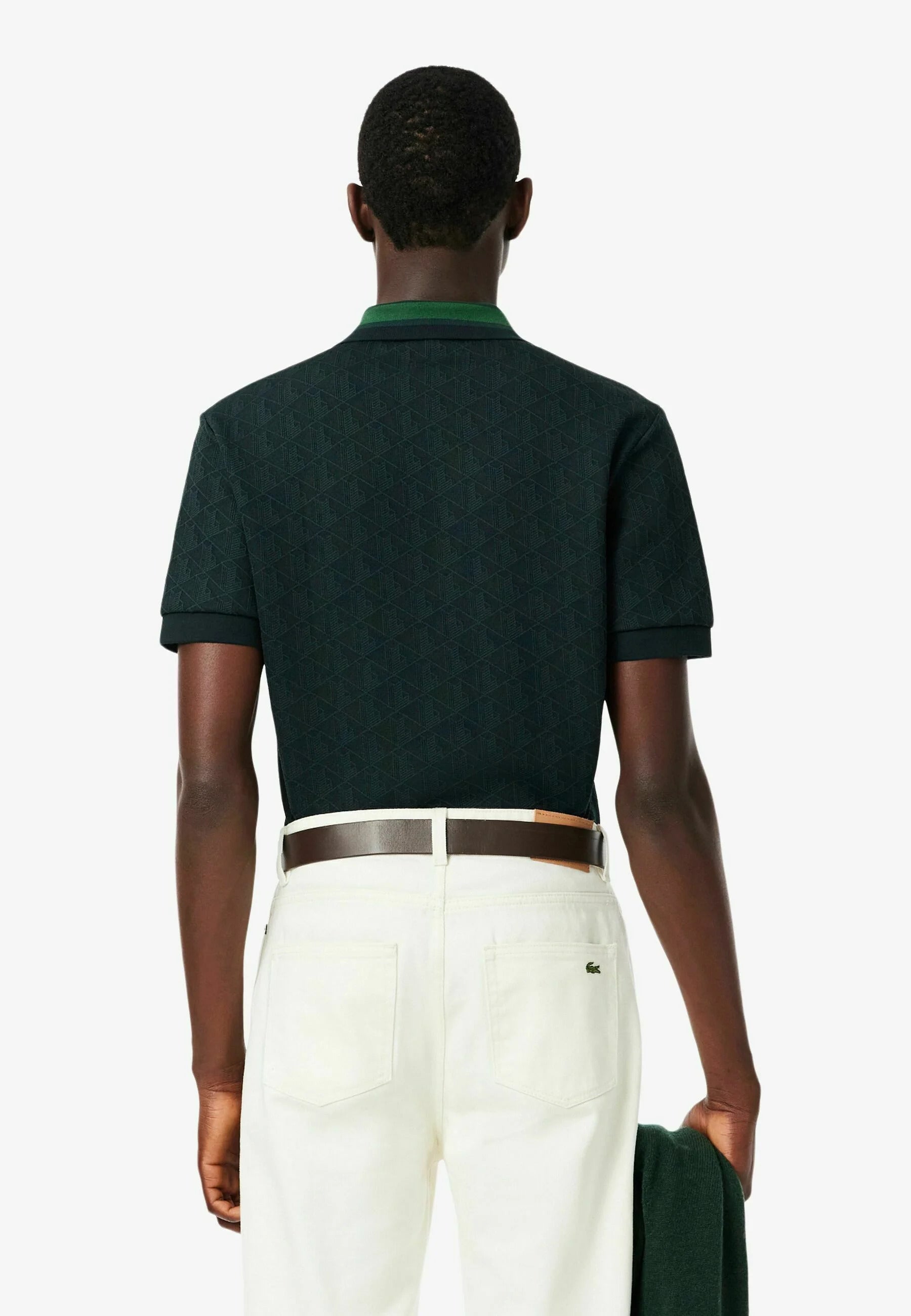 Polo dal taglio classico in jacquard con monogramma 