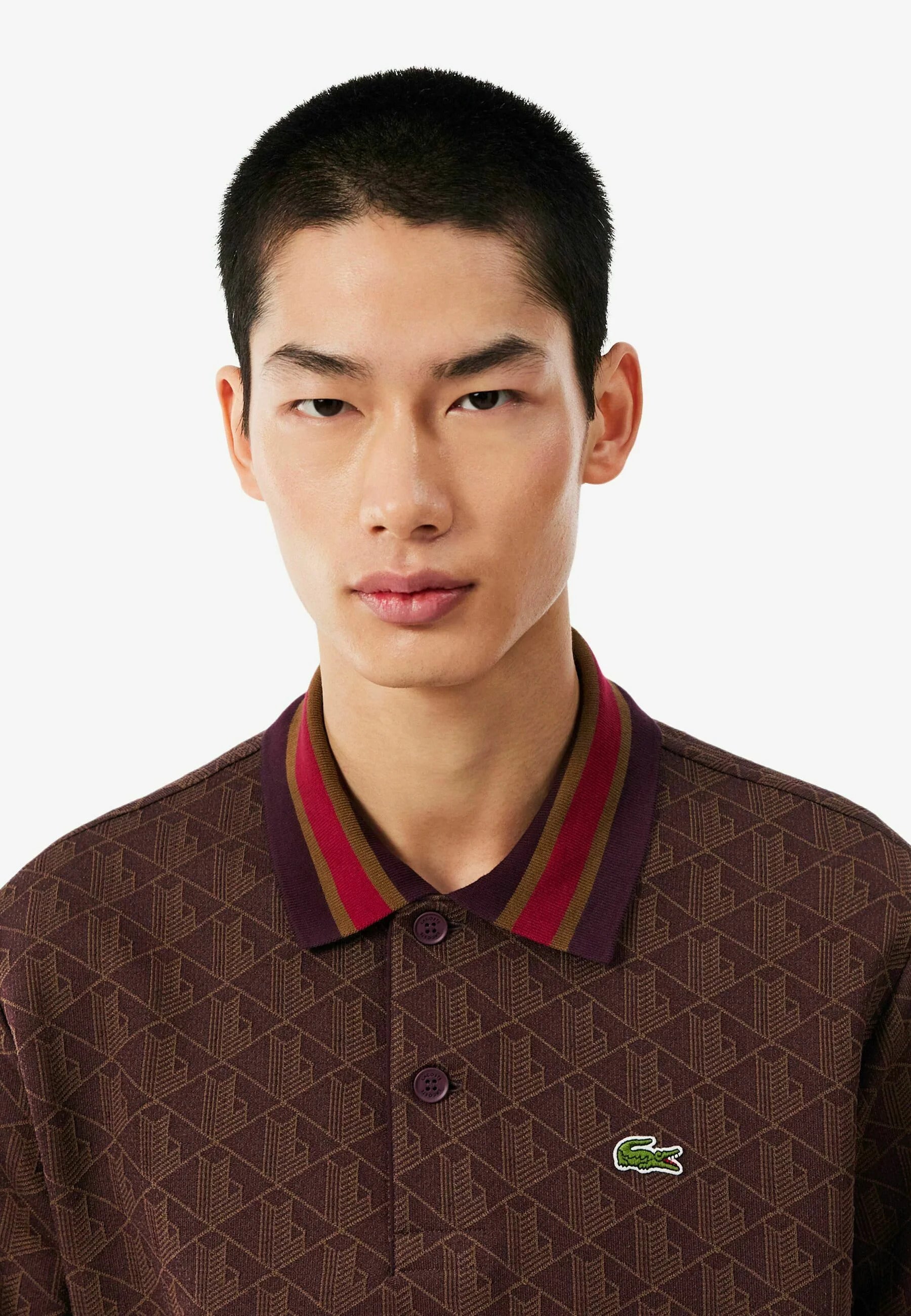 Polo dal taglio classico in jacquard con monogramma 