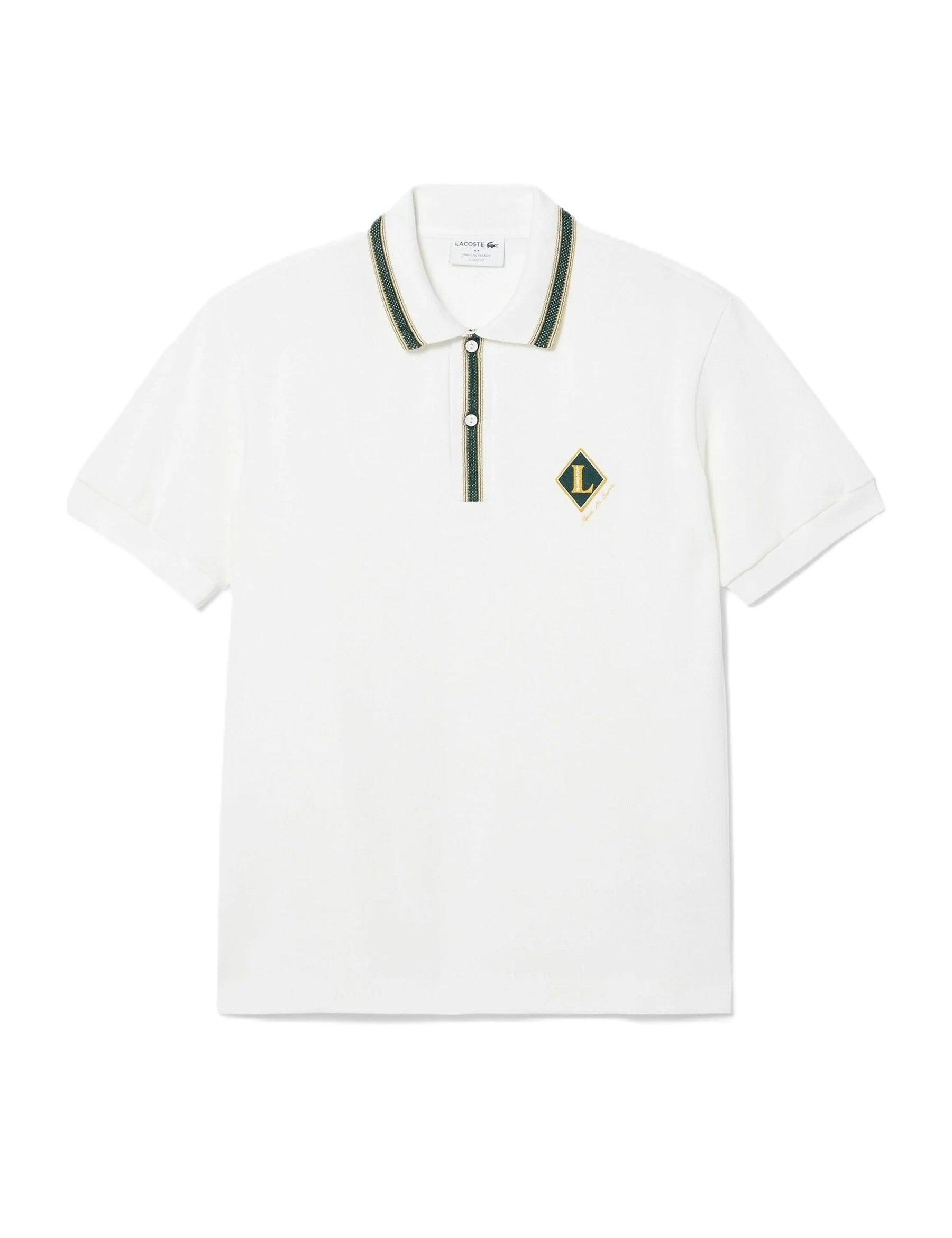 Classic-fit polo shirt with crest, made in France