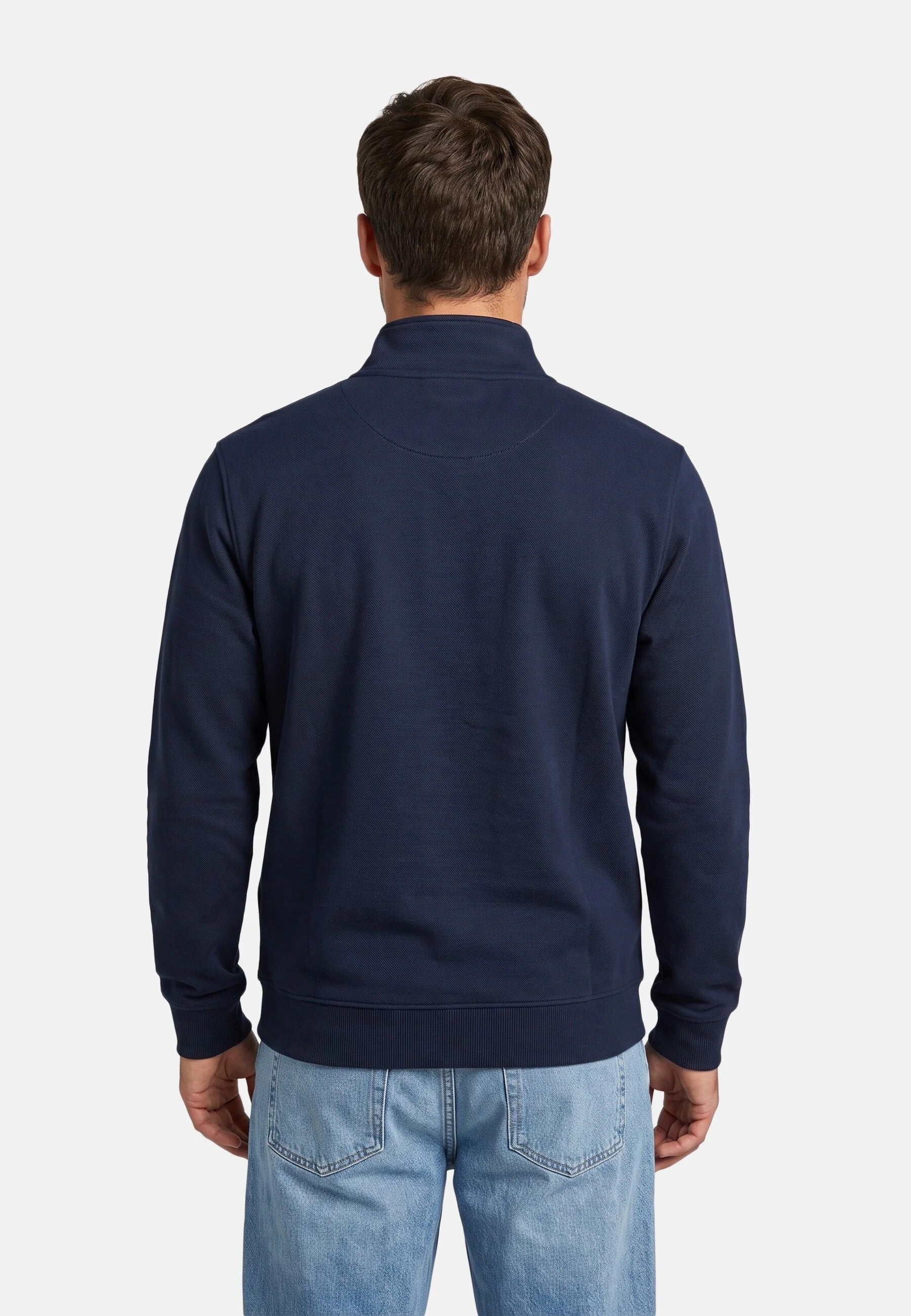 Double-face piqué zip-up sweatshirt