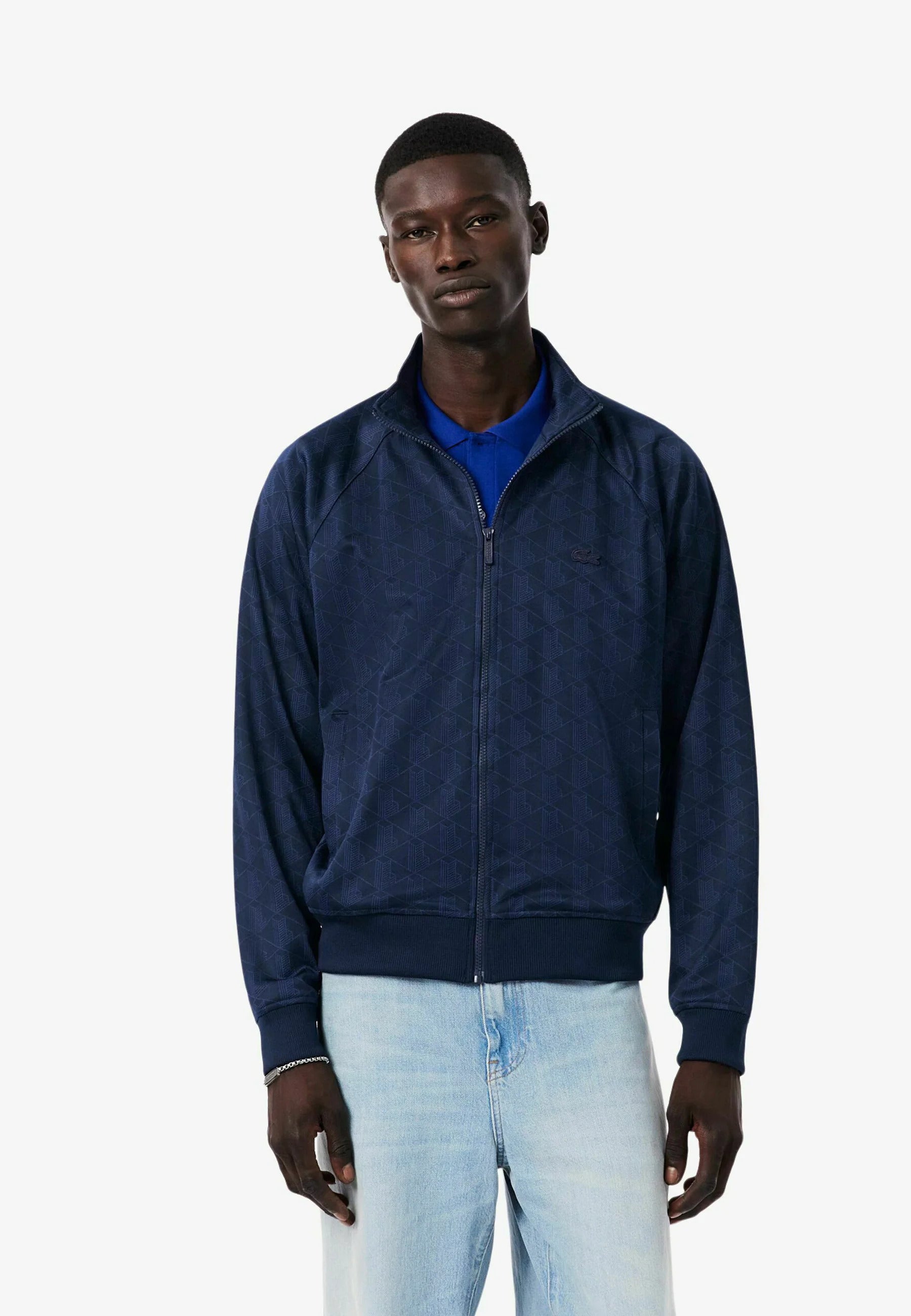 Giacca con zip jacquard con monogramma 