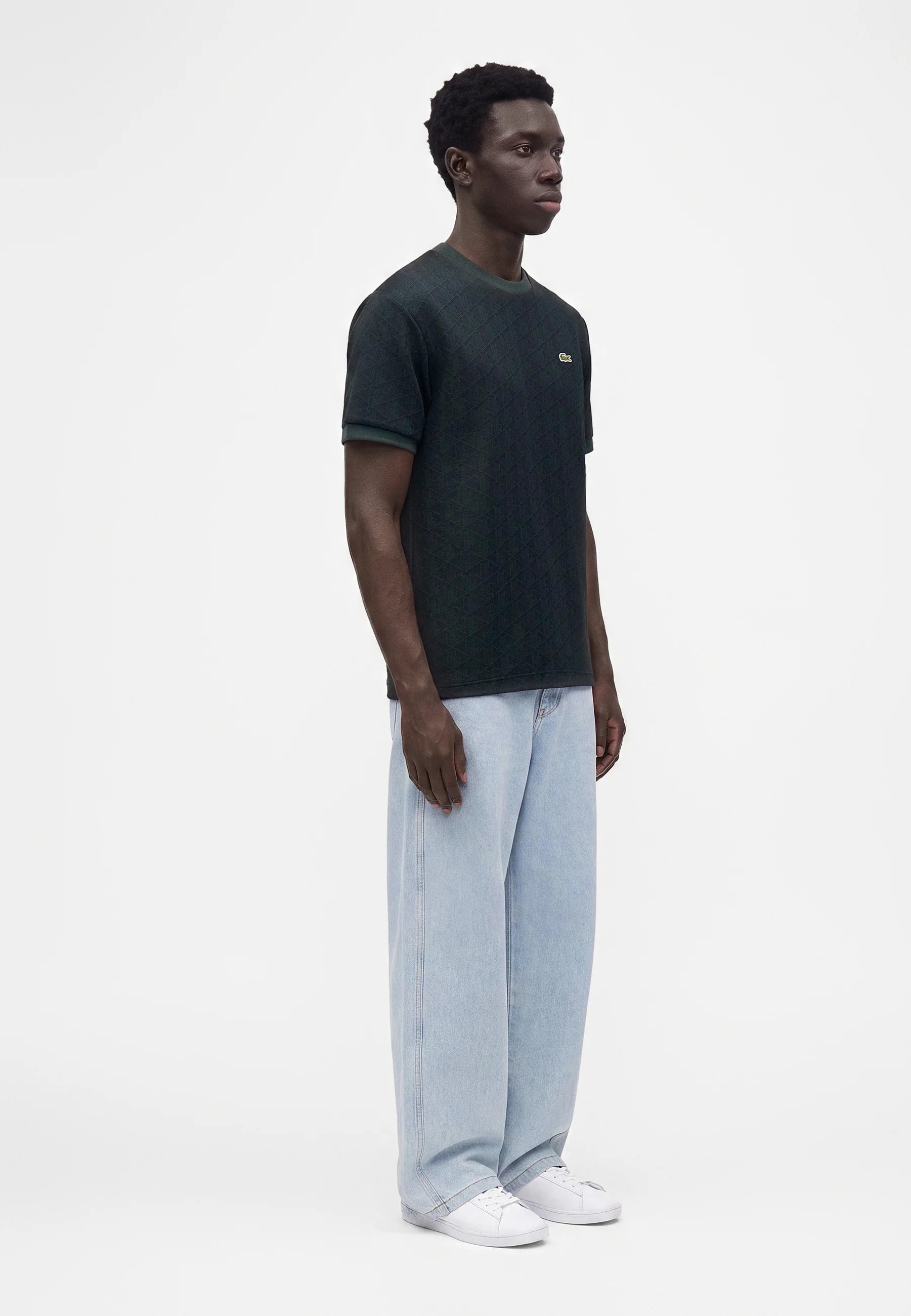 T-shirt slim fit con monogramma jacquard 