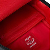 center rip revealing gray<BR/>check backpack 