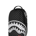 black and white drip check<BR/>shark backpack 