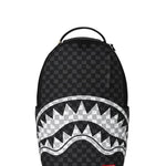 black and white drip check<BR/>shark backpack 