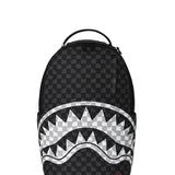 black and white drip check<BR/>shark backpack 
