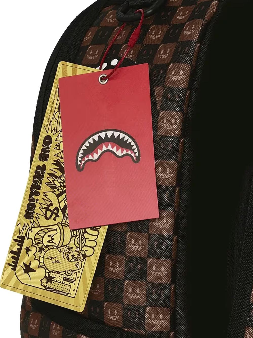 sharks in paris wtf bubble brown check backpack