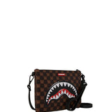 sharks in paris wtf bubble brown check crossover clutch