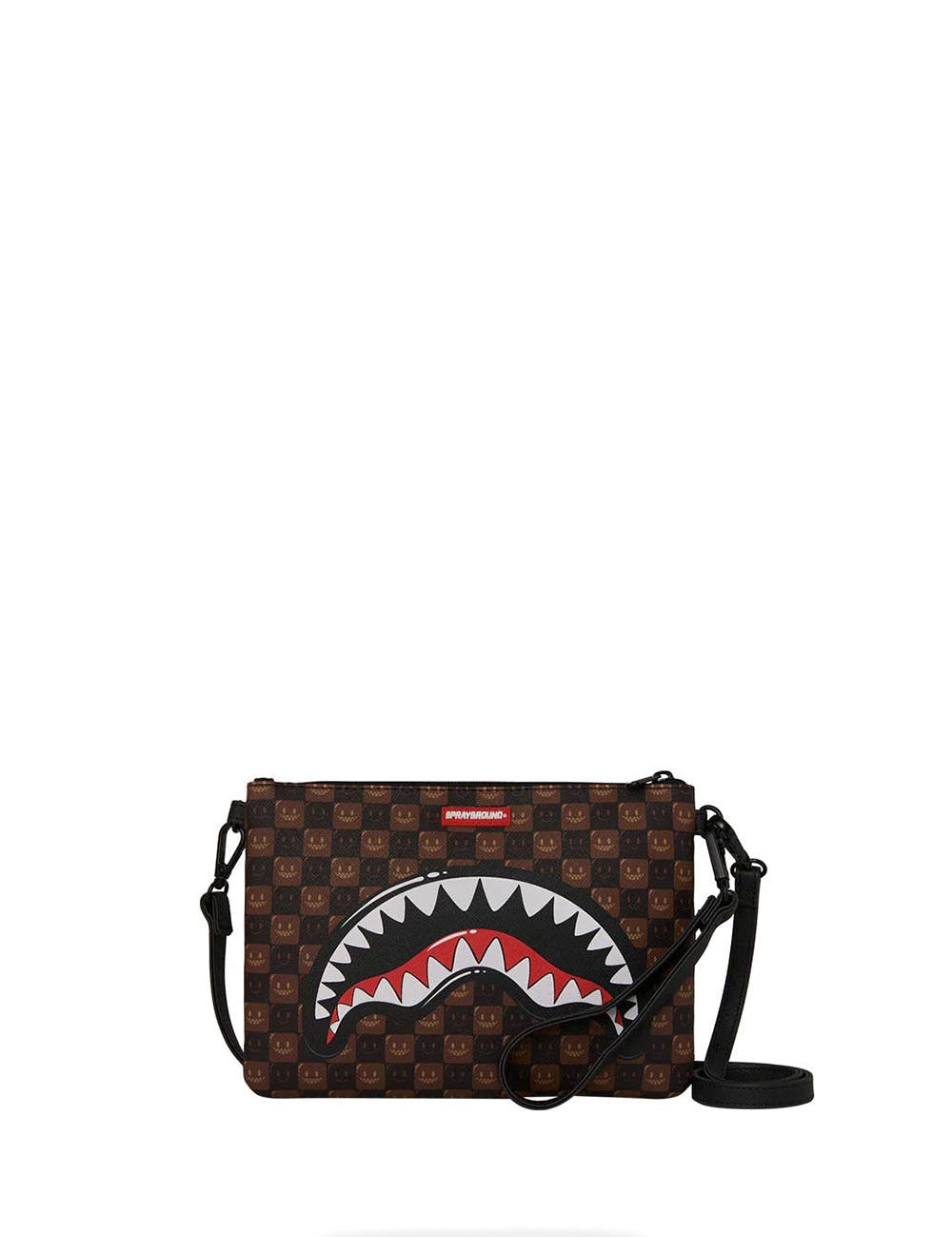 sharks in paris wtf bubble brown check crossover clutch