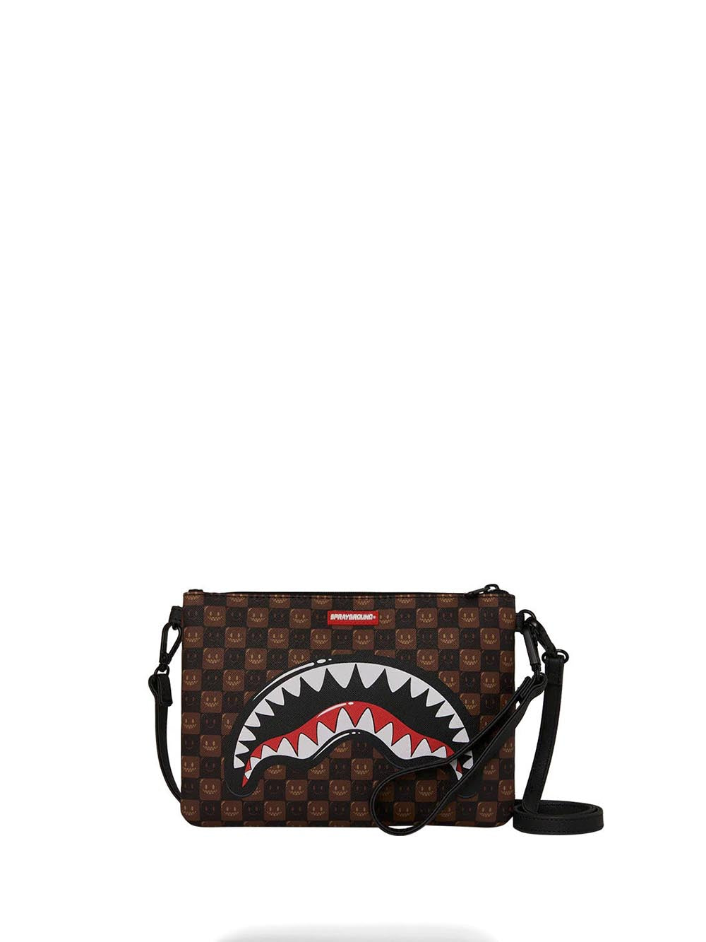 sharks in paris wtf bubble brown check crossover clutch