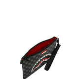 sharks in paris wtf bubbly black check crossover clutch