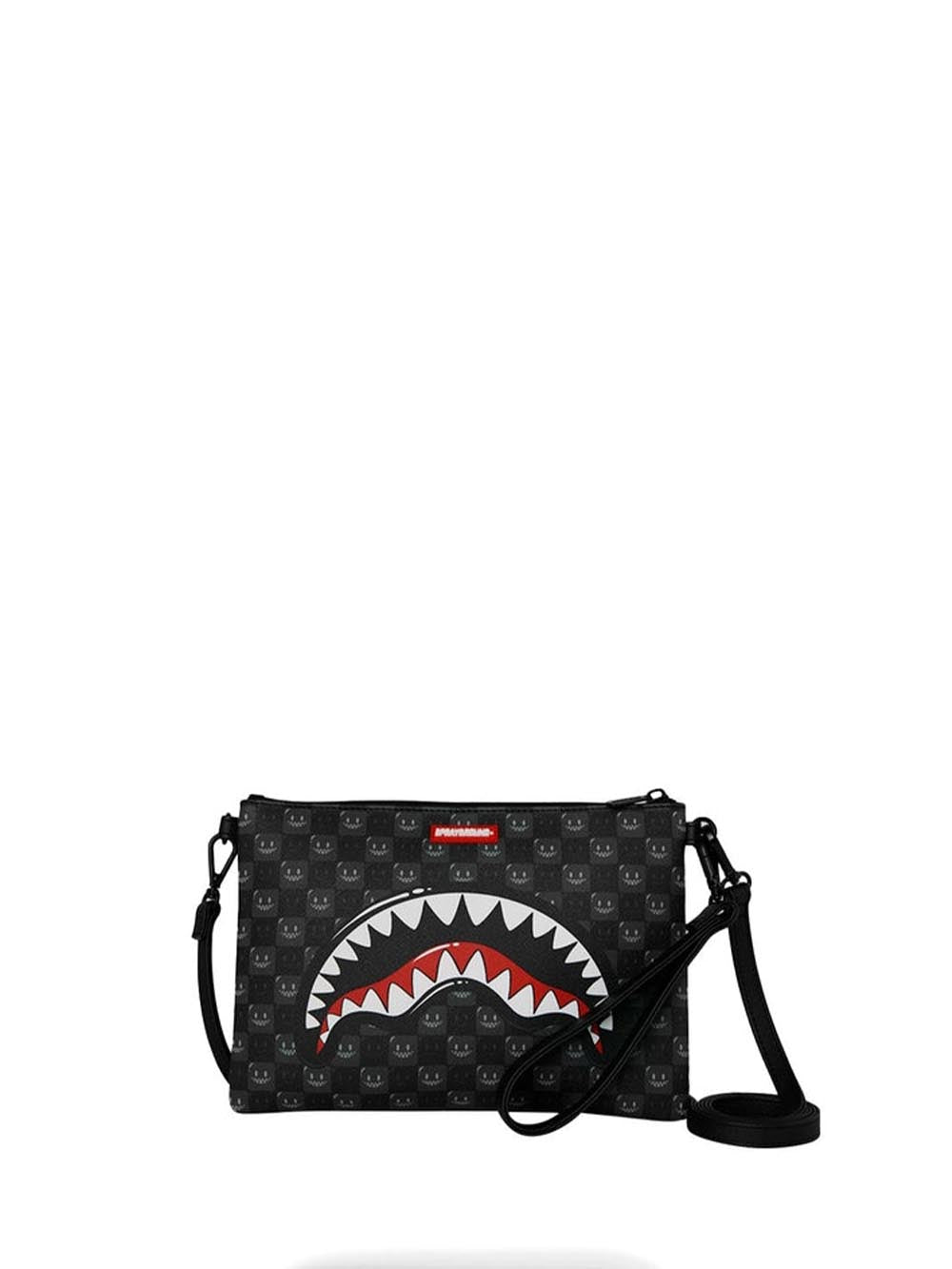 sharks in paris wtf bubbly black check crossover clutch