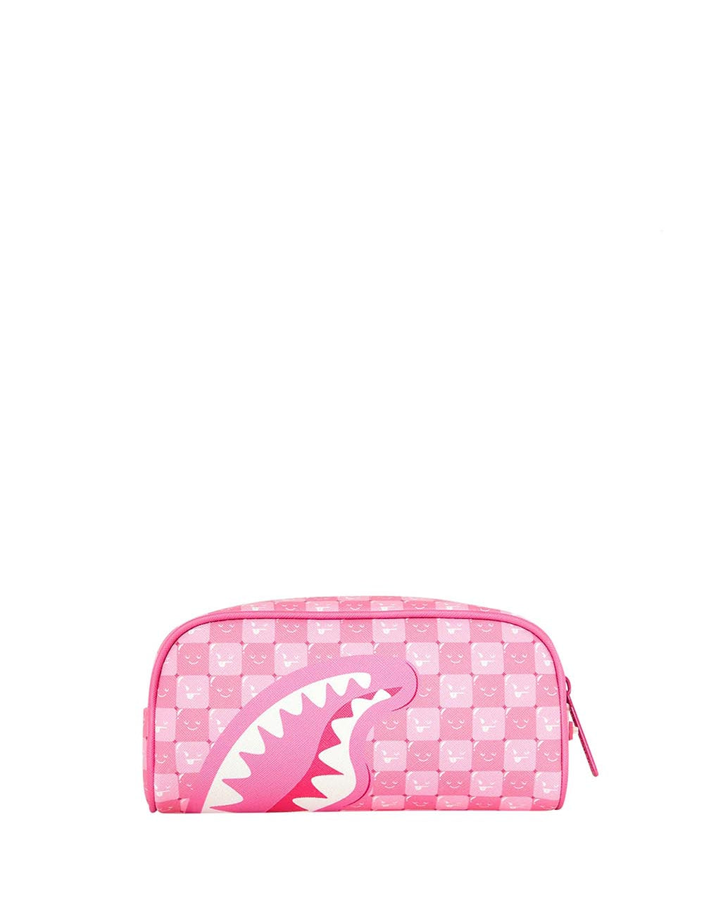 pink new check faces pouch