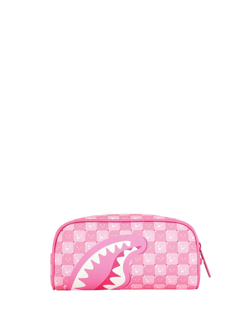 pink new check faces pouch