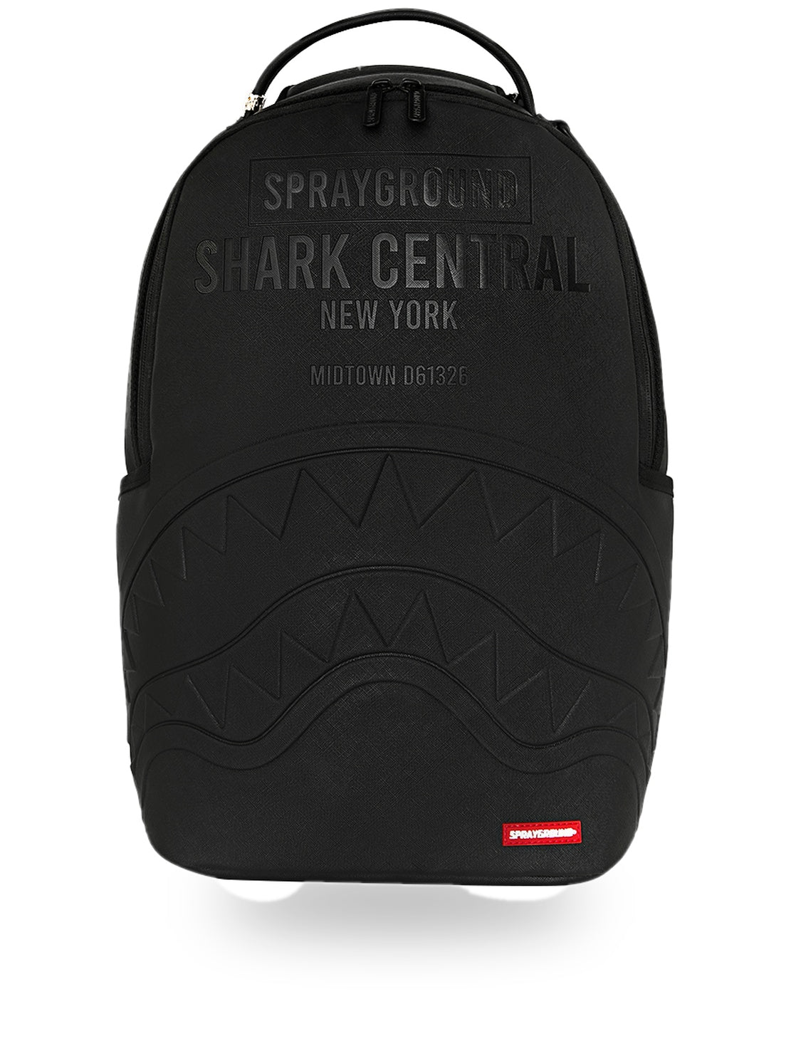 shark central embossed black nylon backpack 