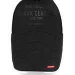 shark central embossed black nylon backpack