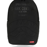 shark central embossed black nylon backpack