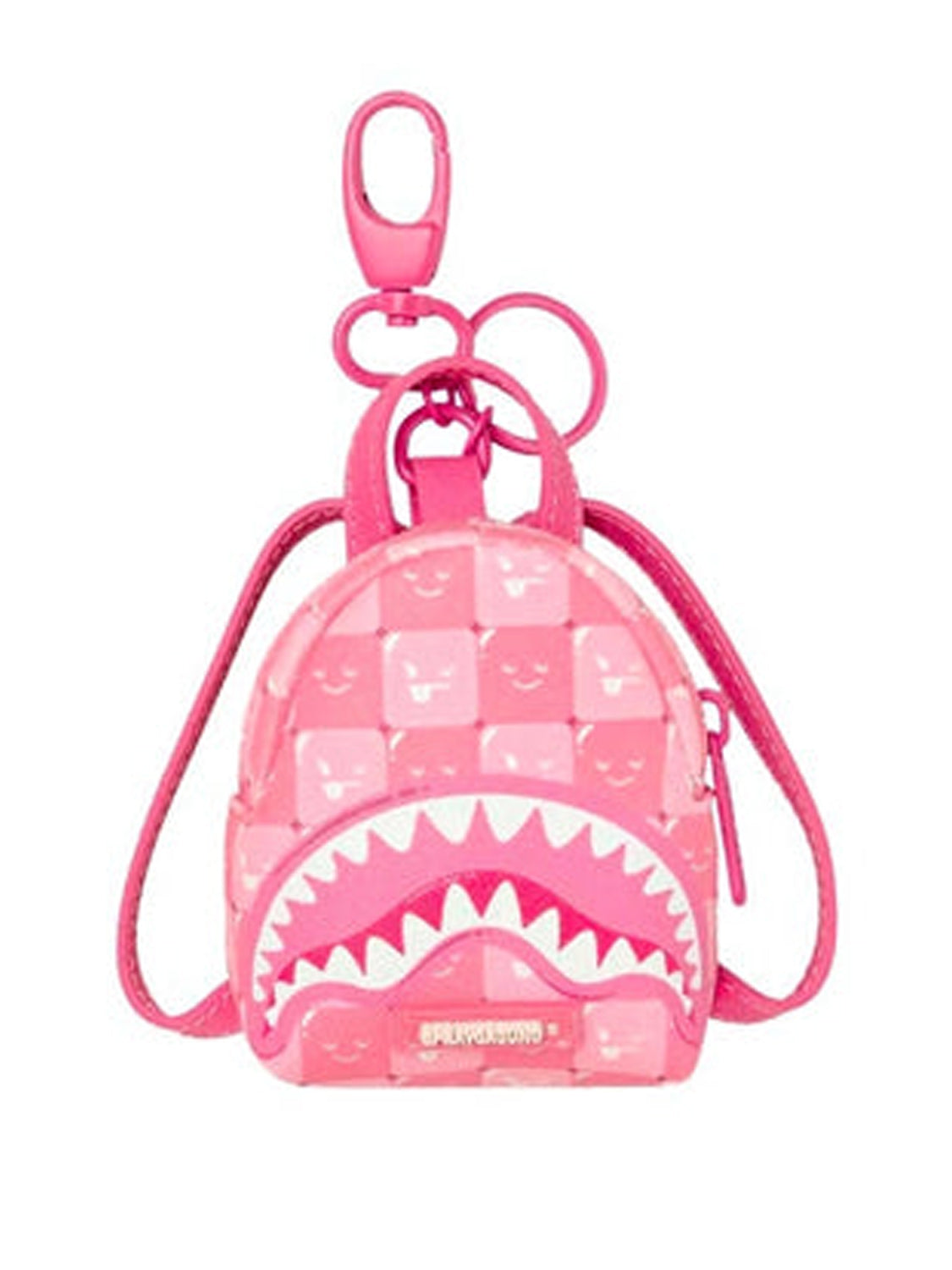 pink new check faces backpack keychain3