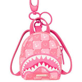 pink new check faces backpack keychain3