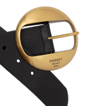 Leather Belt With Round Buckle