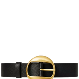 Leather Belt With Round Buckle