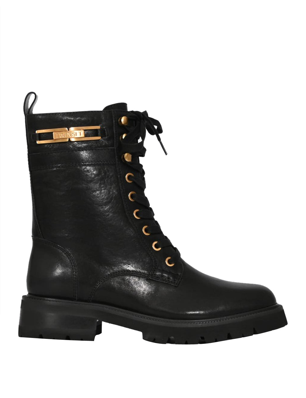 Leather Combat Boot With Logo