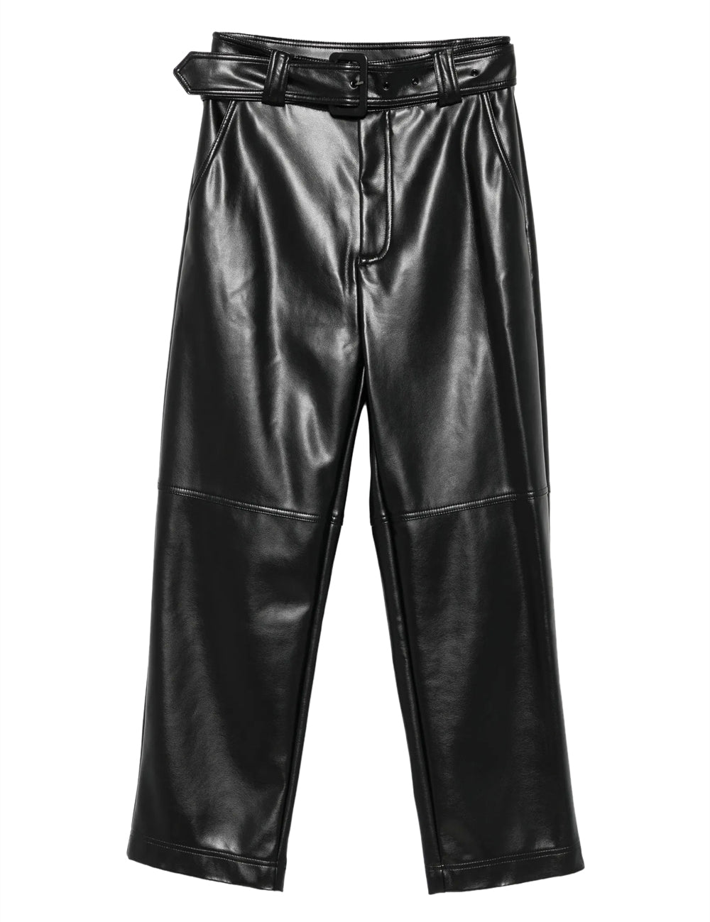 Coated Fabric Trousers With Belt