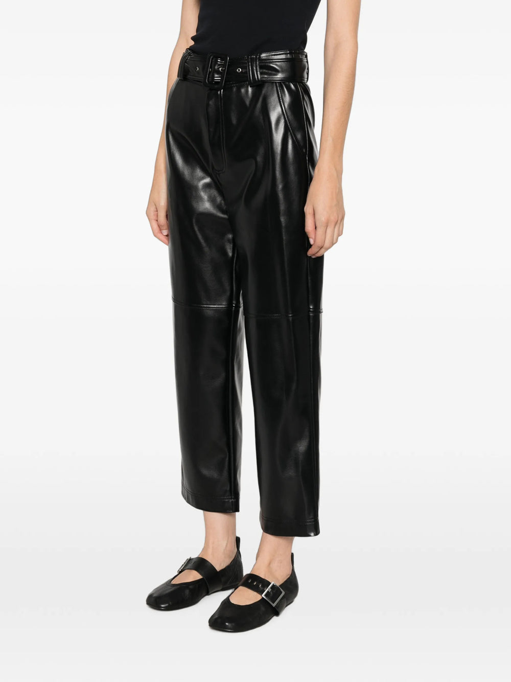 Pantalone In Tessuto Spalmato Con Cintura 