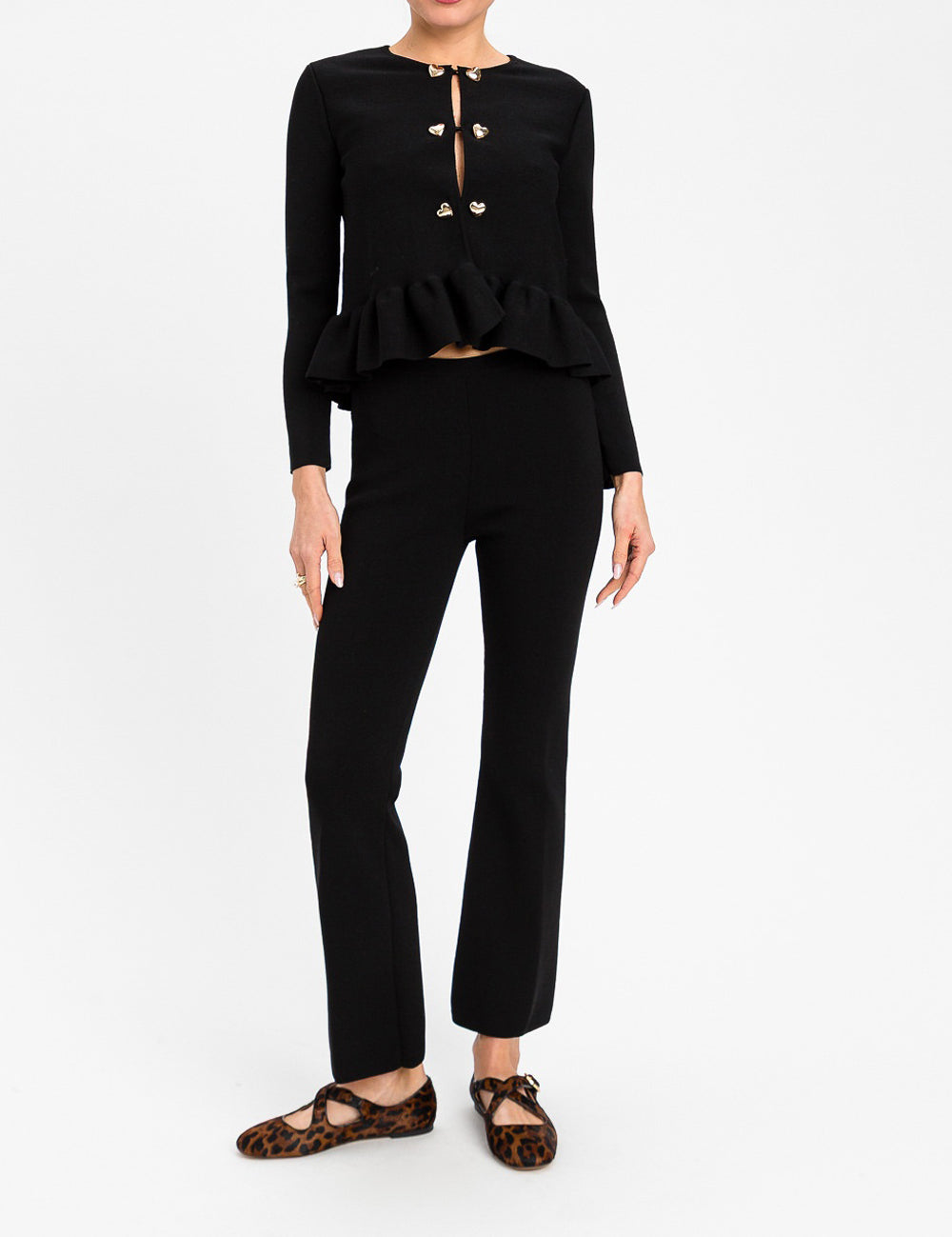 Korean-Style Knit Jacket with Ruffles