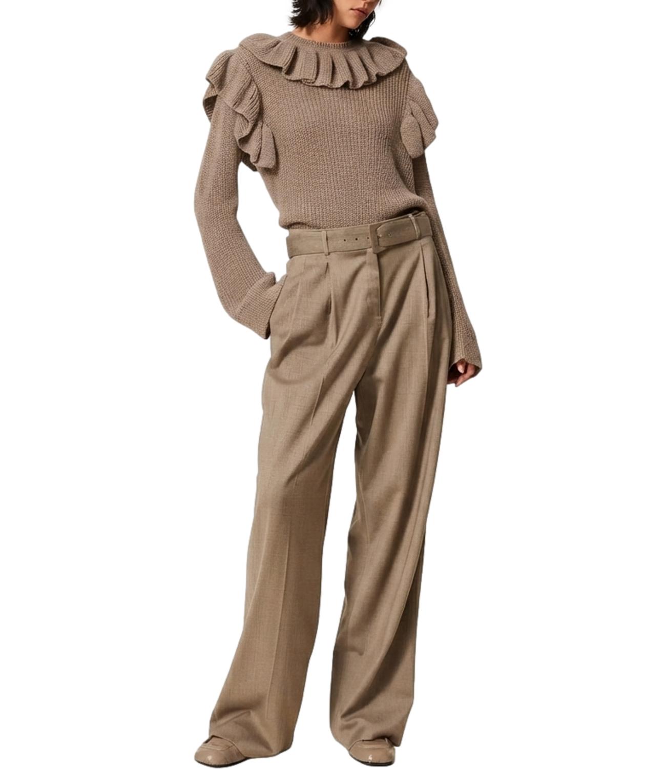 Wide-Leg Trousers w/ Belt