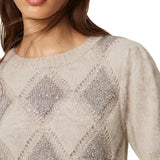 Jacquard Crew Neck Sweater L/S Diamond Sequins